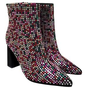 Wild Pair Women Ingridd Embellished Ankle Booties Size US 6M Allover Rhinestone